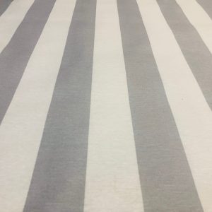 SILVER GREY & White Teflon Waterproof Outdoor Fabric for cushion, gazebo, beach - 140cm wide, sold by metre - Stripe Material Stripes