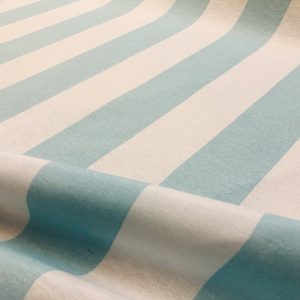 Sky Blue & White Striped Fabric - Sofia Stripes Curtain Tablecloth Upholstery Material - 110"/280cm Wide Canvas