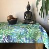 TEFLON Purple and Green Tropical Palm Leaves Botanical Leaf Garden Tablecloth PU Coated Outdoor Fabric For Cushion Gazebo - 55"/140cm Wide - Image 2
