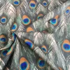 PEACOCK Fans Satin Fabric Material - Animal Print Fans Feathers Home Decor Bedding Dressmaking  - 59" or 150cm Wide - BEIGE - Image 2