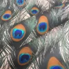 PEACOCK Fans Satin Fabric Material - Animal Print Fans Feathers Home Decor Bedding Dressmaking  - 59" or 150cm Wide - BEIGE - Image 3