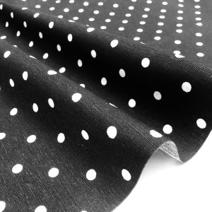 BLACK Polka Dot Fabric White Spots Dots PolyCotton Material Classic Chic Textile Home Decor Dress Curtains - 55''/140cm Wide Canvas