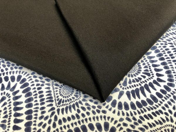 BLACK Waterproof Outdoor Ottoman Fabric Soft Teflon Material Plain Colours For Cushion Gazebo Beach - 55"/140cm Wide Canvas