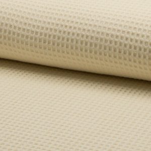 Cotton WAFFLE Pique Honeycomb Fabric Material - bathrobe, gown, towel, cushion -  150cm wide - ECRU CREAM