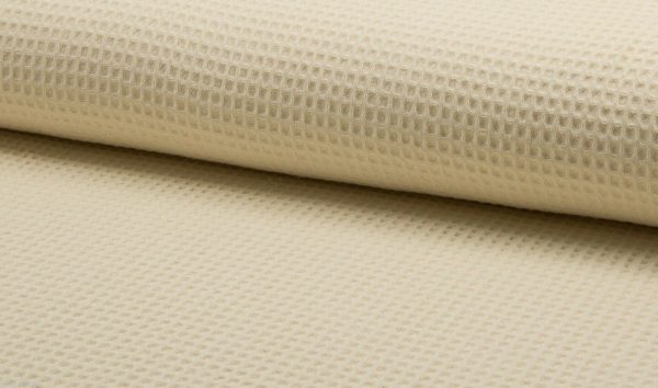 Cotton WAFFLE Pique Honeycomb Fabric Material - bathrobe, gown, towel, cushion -  150cm wide - ECRU CREAM