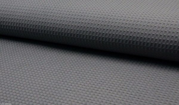 Cotton WAFFLE Pique Honeycomb Fabric Material - bathrobe, gown, towel, cushion -  150cm wide - Mid GREY CHARCOAL