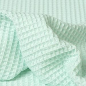 Cotton WAFFLE Pique Honeycomb Fabric Material - bathrobe, gown, towel, cushion -  150cm wide - MINT GREEN