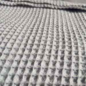 Cotton WAFFLE Pique Honeycomb Fabric Material - bathrobe, gown, towel, cushion -  150cm wide - SILVER GREY
