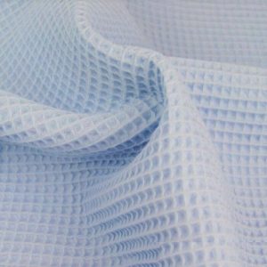 Cotton WAFFLE Pique Honeycomb Fabric Material - bathrobe, gown, towel, cushion -  150cm wide - SKY BLUE