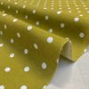 MUSTARD Polka Dot Fabric White Spots Dots PolyCotton Material Shabby Classic Chic Textile Home Decor Dress Curtains - 55''/140cm Wide Canvas