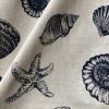 Ocean Beach Shell Star Cotton Linen Nautical Fabric Natural Dark Blue Marine Hessian Jute Sea Material Home Decor - 61"/155cm Wide Canvas