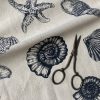 Ocean Beach Shell Star Cotton Linen Nautical Fabric Natural Dark Blue Marine Hessian Jute Sea Material Home Decor - 61"/155cm Wide Canvas - Image 5