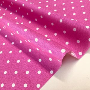 PINK Polka Dot Fabric White Spots Dots PolyCotton Material Classic Chic Textile Home Decor Dress Curtains - 55''/140cm Wide Canvas
