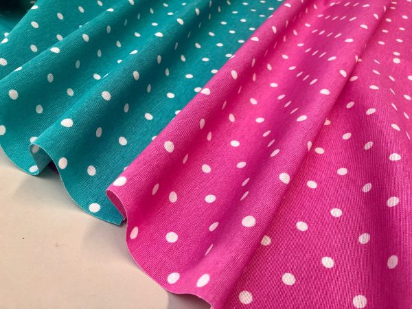 PINK Polka Dot Fabric White Spots Dots PolyCotton Material Classic Chic Textile Home Decor Dress Curtains - 55''/140cm Wide Canvas - Image 2