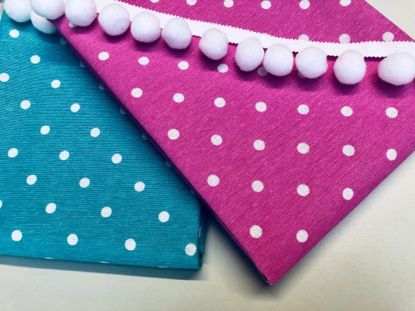 PINK Polka Dot Fabric White Spots Dots PolyCotton Material Classic Chic Textile Home Decor Dress Curtains - 55''/140cm Wide Canvas - Image 3