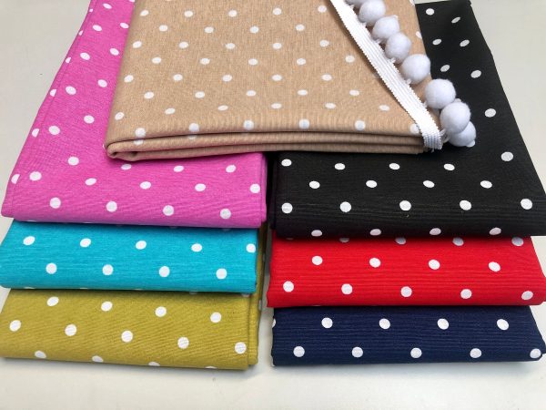 PINK Polka Dot Fabric White Spots Dots PolyCotton Material Classic Chic Textile Home Decor Dress Curtains - 55''/140cm Wide Canvas - Image 4