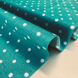 TURQUOISE BLUE Polka Dot Fabric White Spots Dots PolyCotton Material Classic Chic Textile Home Decor Dress Curtains - 55''/140cm Wide Canvas