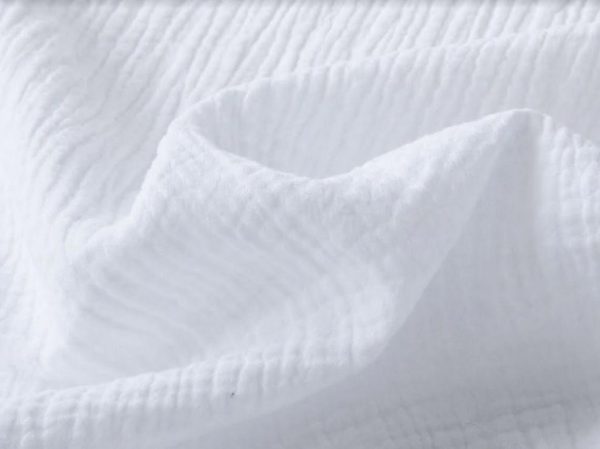 White Double Gauze MUSLIN 100% Cotton Fabric Curtains Fine Cheese Baby Cloth Linen Look Event Wedding Textile - 55" or 140cm Wide
