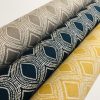Art Deco Damask Rhombus Diamond Print Fabric Argyle Floral Cotton Material for Curtains Upholstery Home Decor - 55"/140cm wide