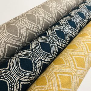 Art Deco Damask Rhombus Diamond Print Fabric Argyle Floral Cotton Material for Curtains Upholstery Home Decor - 55"/140cm wide