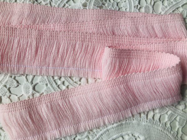 BABY PINK - Brush Fringe Tassels Textile Cut Pillow Trimming, Piping, Cushion Trim, Curtains, Home Decor - 40mm Wide - Any LENGTH