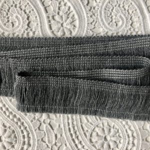 DARK GREY - Brush Fringe Tassels Textile Cut Pillow Trimming, Piping, Cushion Trim, Curtains, Home Decor - 40mm Wide - Any LENGTH
