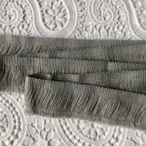 LIGHT GREY - Brush Fringe Tassels Textile Cut Pillow Trimming, Piping, Cushion Trim, Curtains, Home Decor - 40mm Wide - Any LENGTH