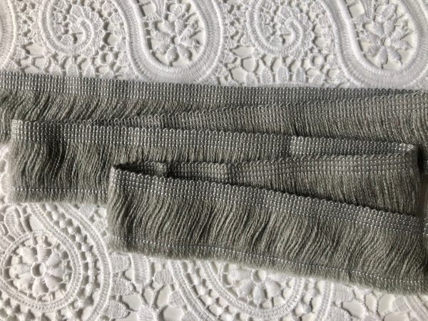 LIGHT GREY - Brush Fringe Tassels Textile Cut Pillow Trimming, Piping, Cushion Trim, Curtains, Home Decor - 40mm Wide - Any LENGTH
