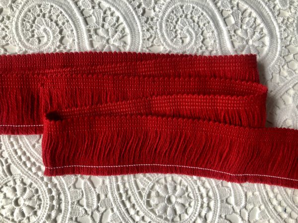 RED - Brush Fringe Tassels Textile Cut Pillow Trimming, Piping, Cushion Trim, Curtains, Home Decor - 40mm Wide - Any LENGTH