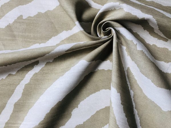 African BEIGE & CREAM Zebra Stripes Print Linen Look Cotton Fabric Furnishing Curtain Upholstery Material - 54"/138cm Wide Canvas - Image 3
