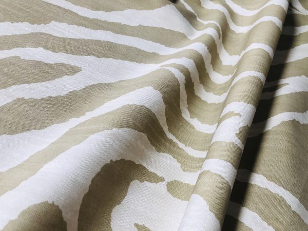 African BEIGE & CREAM Zebra Stripes Print Linen Look Cotton Fabric Furnishing Curtain Upholstery Material - 54"/138cm Wide Canvas - Image 4