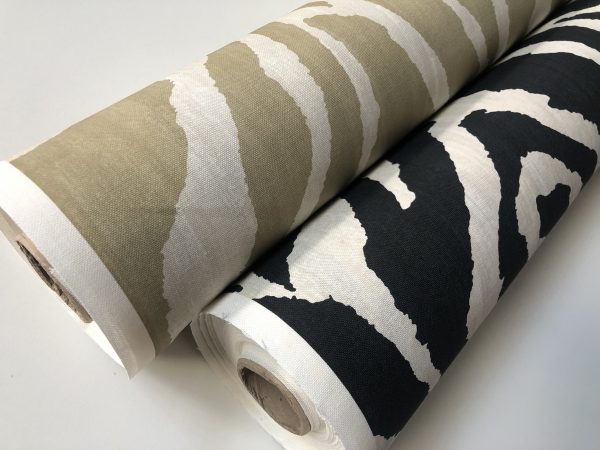 African BEIGE & CREAM Zebra Stripes Print Linen Look Cotton Fabric Furnishing Curtain Upholstery Material - 54"/138cm Wide Canvas - Image 9