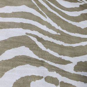 African BEIGE & CREAM Zebra Stripes Print Linen Look Cotton Fabric Furnishing Curtain Upholstery Material - 108"/275cm Extra Wide Canvas