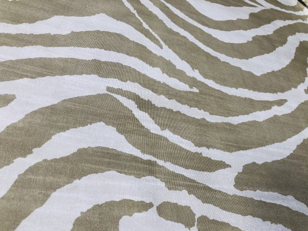 African BEIGE & CREAM Zebra Stripes Print Linen Look Cotton Fabric Furnishing Curtain Upholstery Material - 108"/275cm Extra Wide Canvas