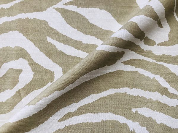 African BEIGE & CREAM Zebra Stripes Print Linen Look Cotton Fabric Furnishing Curtain Upholstery Material - 108"/275cm Extra Wide Canvas - Image 2