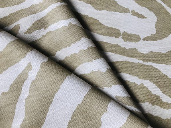African BEIGE & CREAM Zebra Stripes Print Linen Look Cotton Fabric Furnishing Curtain Upholstery Material - 108"/275cm Extra Wide Canvas - Image 3