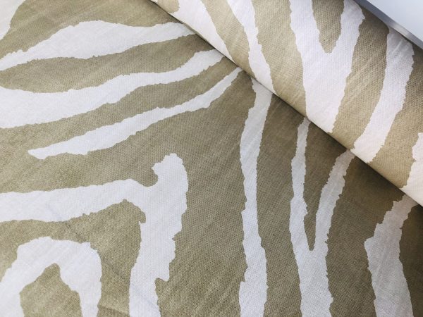 African BEIGE & CREAM Zebra Stripes Print Linen Look Cotton Fabric Furnishing Curtain Upholstery Material - 108"/275cm Extra Wide Canvas - Image 6
