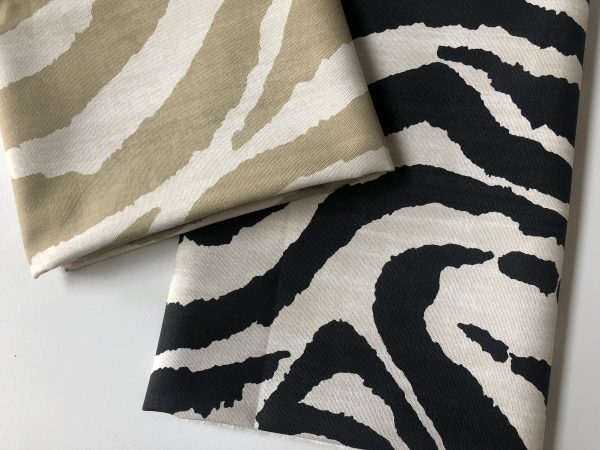 African BEIGE & CREAM Zebra Stripes Print Linen Look Cotton Fabric Furnishing Curtain Upholstery Material - 108"/275cm Extra Wide Canvas - Image 8