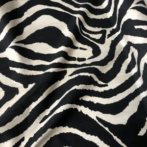 African BLACK & WHITE Zebra Stripes Print Linen Look Cotton Fabric Furnishing Curtain Upholstery Material - 108"/275cm Extra Wide Canvas