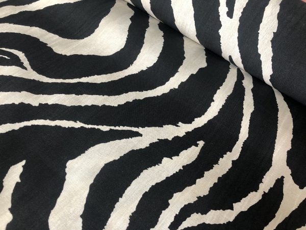 African BLACK & WHITE Zebra Stripes Print Linen Look Cotton Fabric Furnishing Curtain Upholstery Material - 108"/275cm Extra Wide Canvas - Image 5