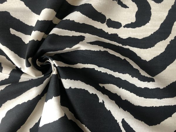 African BLACK & WHITE Zebra Stripes Print Linen Look Cotton Fabric Furnishing Curtain Upholstery Material - 108"/275cm Extra Wide Canvas - Image 6