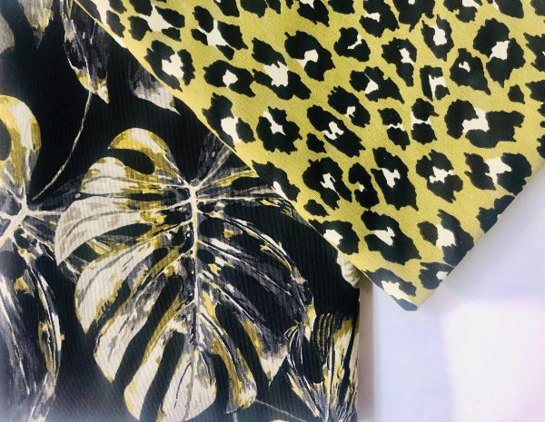 Black & Green Palm Banana Leaf Print Fabric Tropical Leaves Cotton Curtain Material Upholstery - 110"/280cm extra wide - Image 8