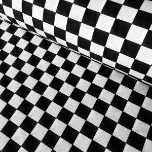 BLACK & WHITE Chef's Check Carnival Poly Cotton Geometric Uniform Apron Classic Checked Plaid Gingham Chess - 55"/140cm wide Canvas