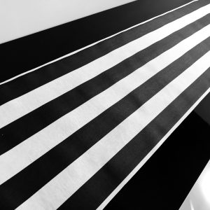 BLACK & WHITE Striped Teflon Table Runner For Events, Weddings, Home decor, Water Repellent - 12'' wide - Any Length