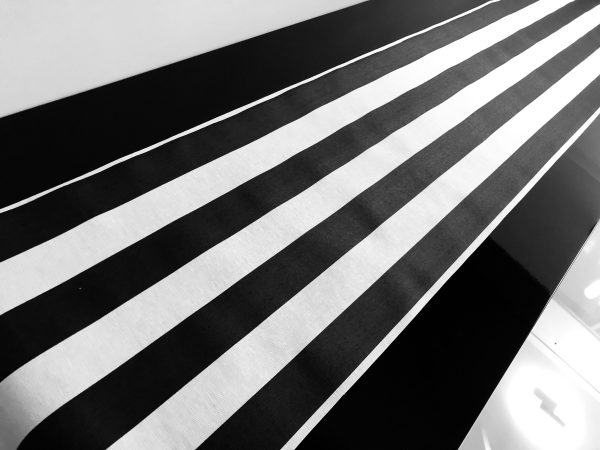 BLACK & WHITE Striped Teflon Table Runner For Events, Weddings, Home decor, Water Repellent - 12'' wide - Any Length
