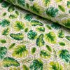 Geometric Palm Leaf Fabric Banana leaves Print Cotton Curtain Rhombus Upholstery Material Beige & Green - 55"/140cm wide Canvas