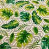 Geometric Palm Leaf Fabric Banana leaves Print Cotton Curtain Rhombus Upholstery Material Beige & Green - 55"/140cm wide Canvas - Image 2