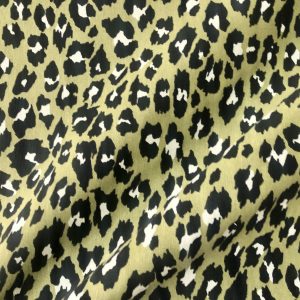 Green & Black Leopard Animal Fur Print Fabric Cotton Curtain Upholstery Material - 55"/140cm wide