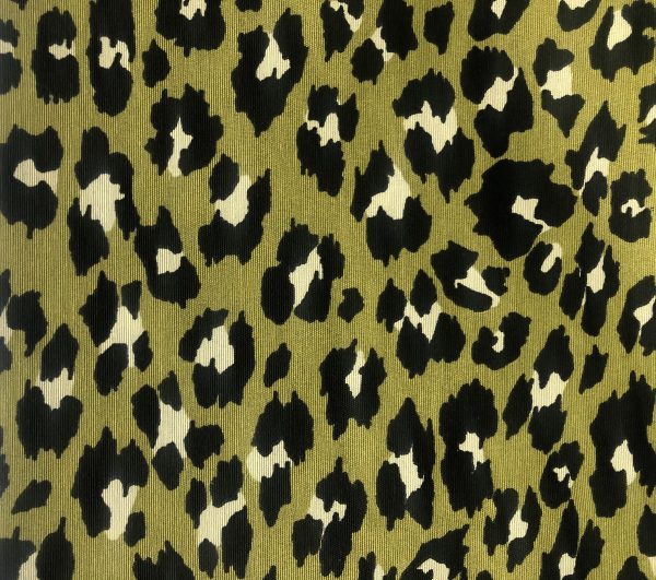 Green & Black Leopard Animal Fur Print Fabric Cotton Curtain Upholstery Material - 110"/280cm extra wide - Image 3