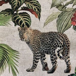 Safari Zoo African Animal Digital Print Fabric Tropical Jungle Palm Flower Leaf Material Linen Look  - 108"/275cm extra wide Canvas